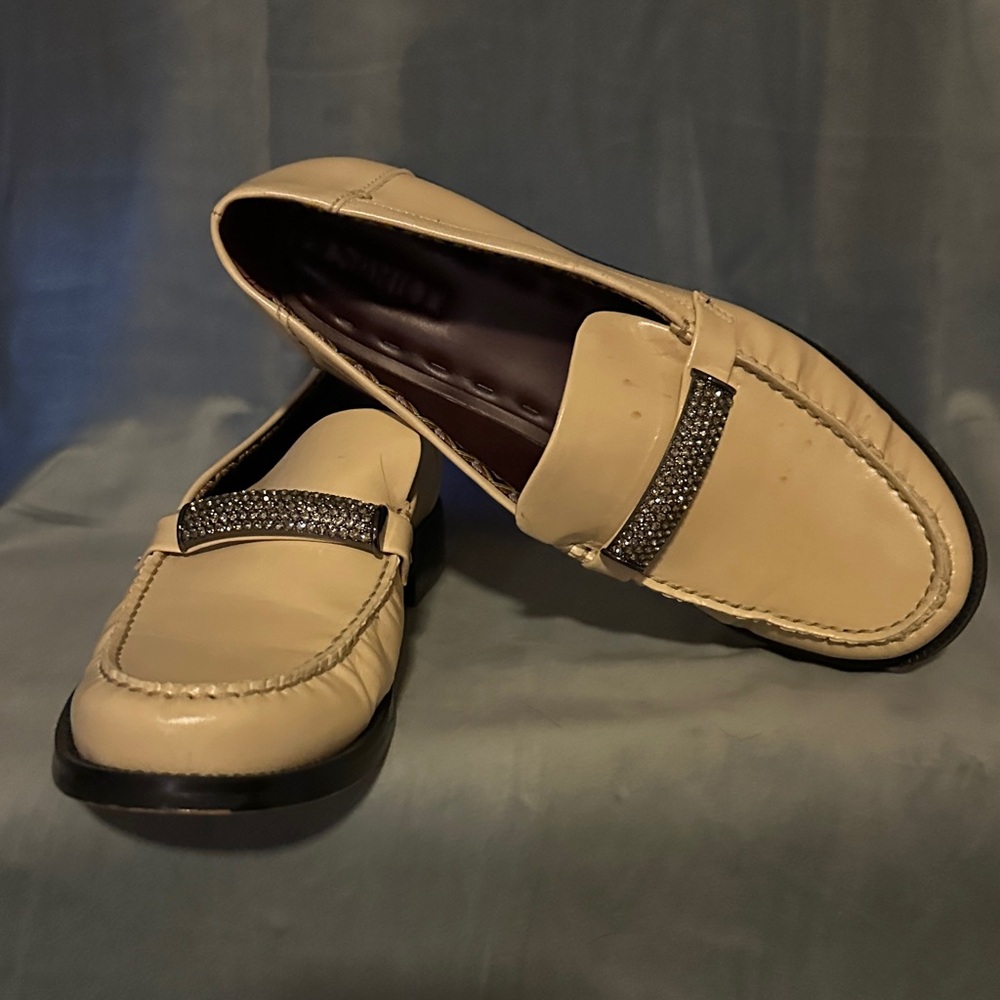 SARTO By Franco Sarto Cream Loafers with Black Accents